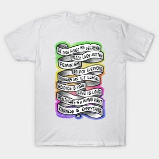 in this house, quotes, rainbow colors T-Shirt